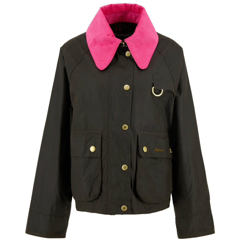 Barbour Icons Spey Wax Jacket Olive/Pink