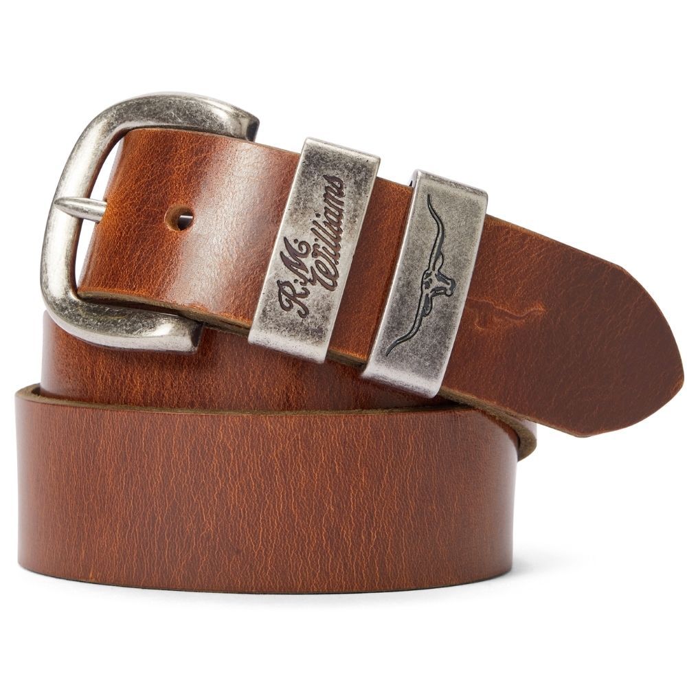 R M Williams Drover Belt Mid Brown
