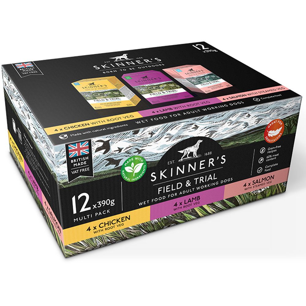 Skinners Field Trial Adult Wet Dog Food Variety Pack 390g (Pack